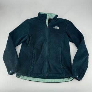 The North Face Fleece Jacket Womens M Medium‎ Teal Zip Up Pockets Outerwear